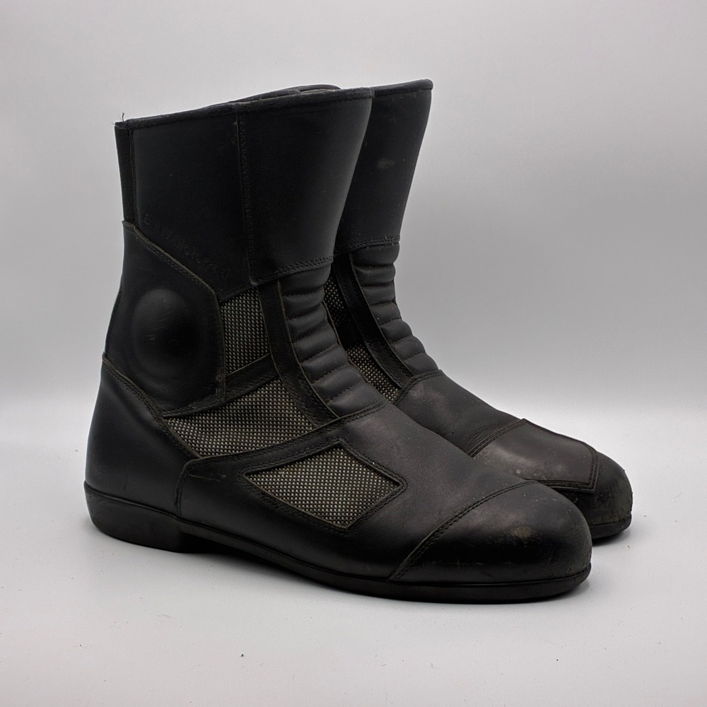 BMW Motorrad AirFlow Boots Mens 44 Black Leather Mesh Motorcycle Riding Boots